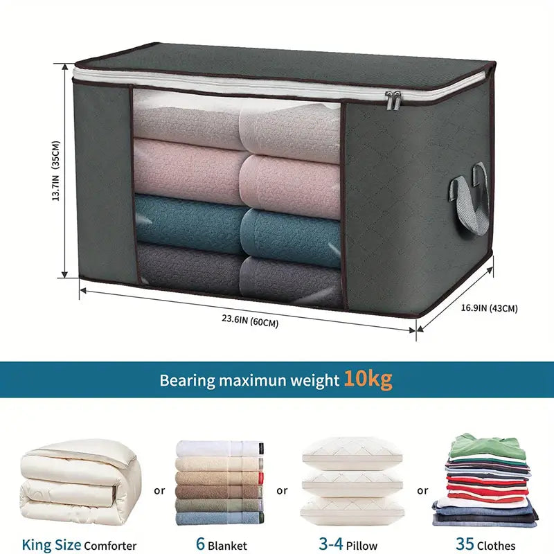 90L Large Foldable Storage Bags with Durable Handles