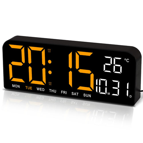 JoFomp LED Digital Wall Clock Decorative 10" Digital Alarm Clocks for Bedrooms Digital Clock Large Display with Temperature/Countdown/Auto Dimmer/Snooze - 12/24H Modern Wall Clock Digital for Kids